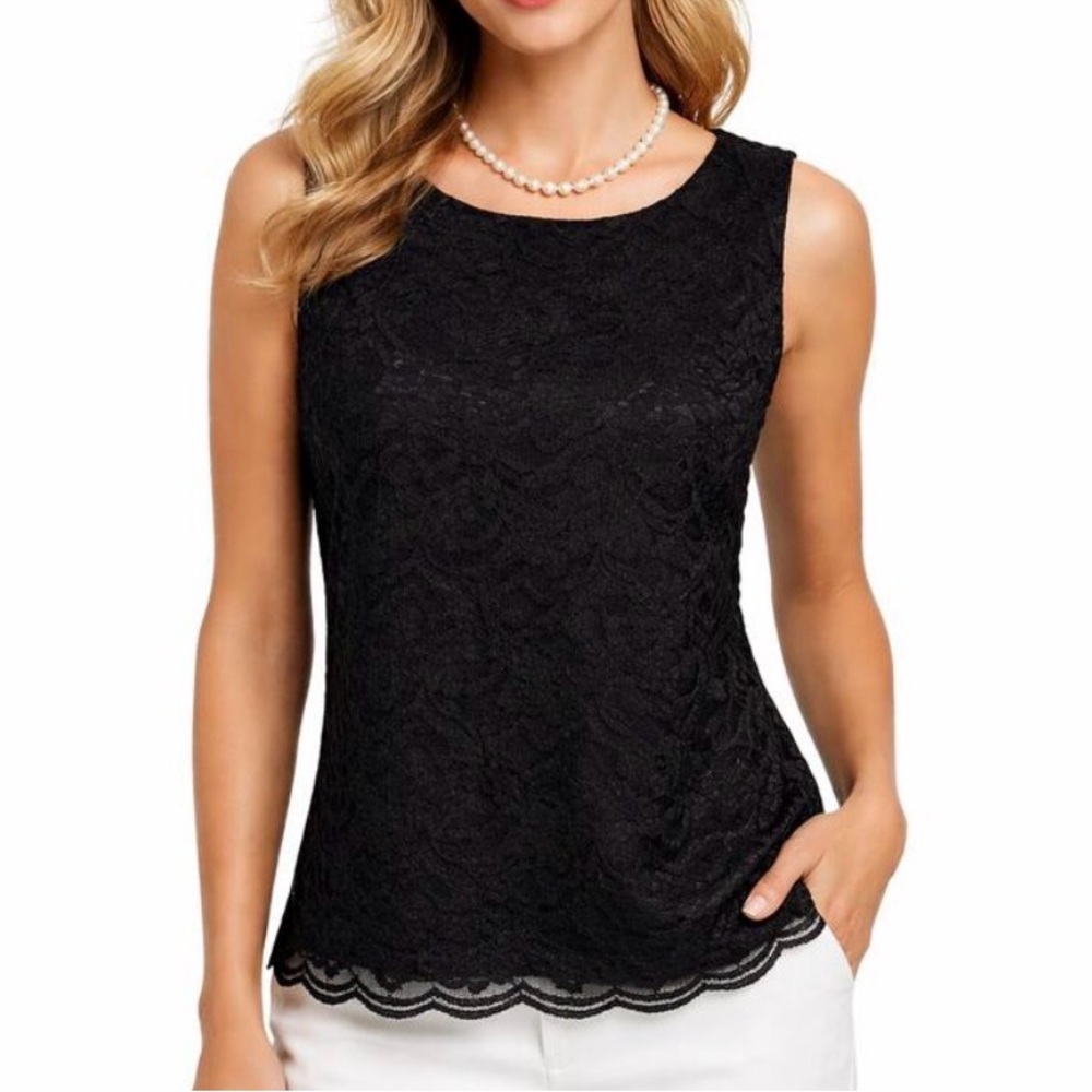 NWT Sandra King beautiful lace top Sz 12 Classic Cottagecore Grandmother Office